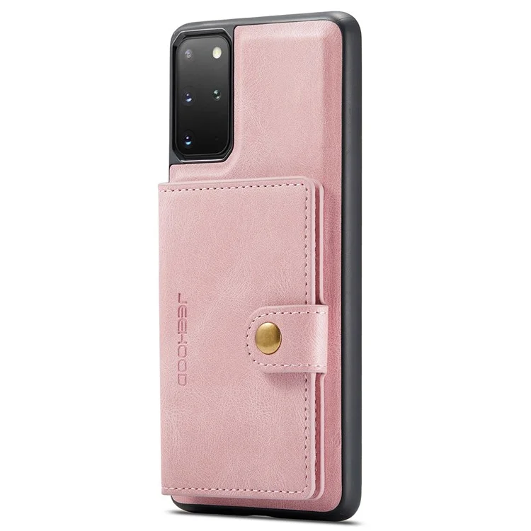 JEEHOOD For Samsung Galaxy S20 Plus 4G/S20 Plus 5G Detachable 2-in-1 Phone Cover PU Leather Coated TPU Wallet Kickstand Case - Rose Gold