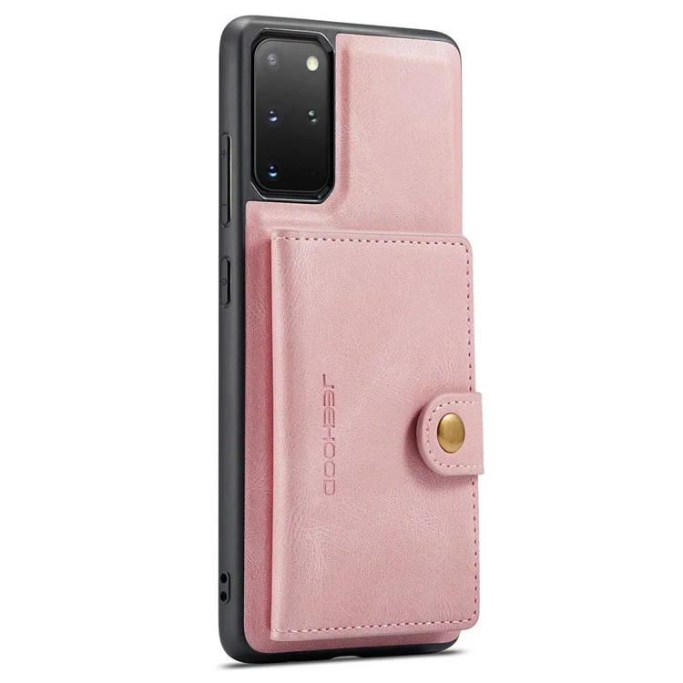 JEEHOOD For Samsung Galaxy S20 Plus 4G/S20 Plus 5G Detachable 2-in-1 Phone Cover PU Leather Coated TPU Wallet Kickstand Case - Rose Gold