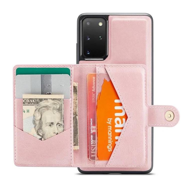 JEEHOOD For Samsung Galaxy S20 Plus 4G/S20 Plus 5G Detachable 2-in-1 Phone Cover PU Leather Coated TPU Wallet Kickstand Case - Rose Gold