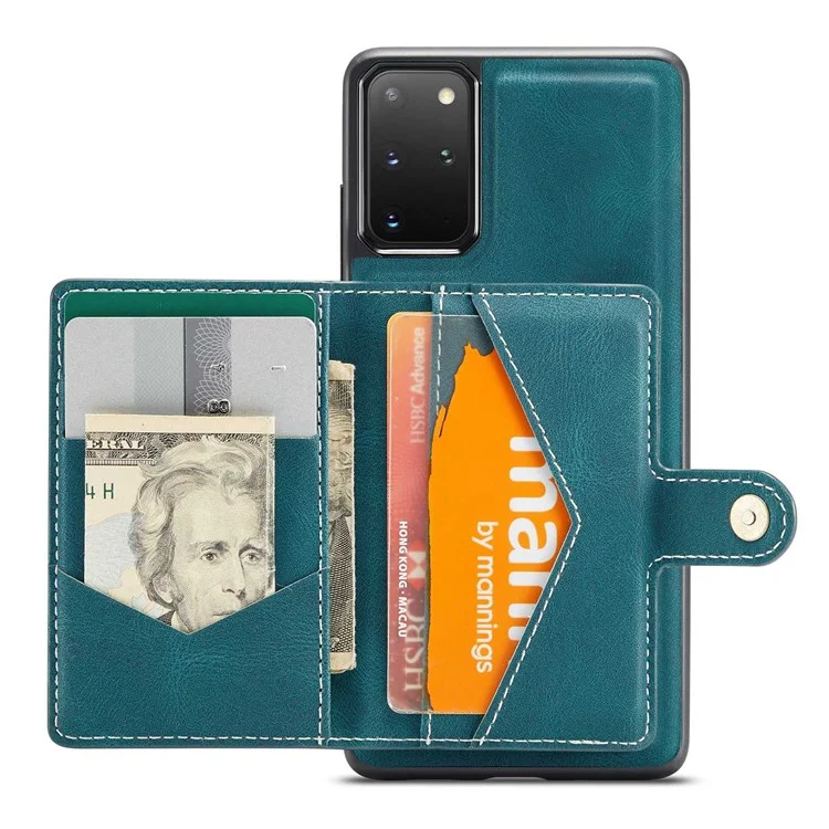 JEEHOOD For Samsung Galaxy S20 Plus 4G/S20 Plus 5G Detachable 2-in-1 Phone Cover PU Leather Coated TPU Wallet Kickstand Case - Green