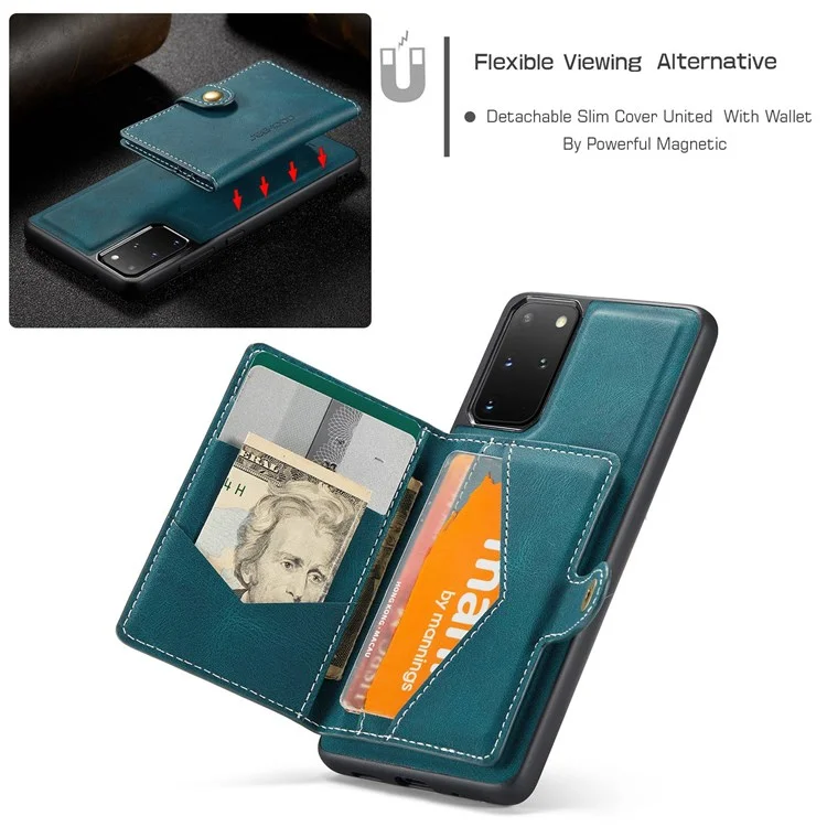 JEEHOOD For Samsung Galaxy S20 Plus 4G/S20 Plus 5G Detachable 2-in-1 Phone Cover PU Leather Coated TPU Wallet Kickstand Case - Green