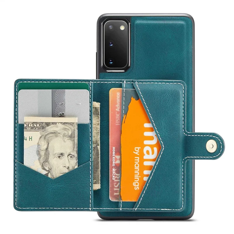 JEEHOOD For Samsung Galaxy S20 4G/5G Detachable Wallet Kickstand Case PU Leather Coated TPU Well-protected Phone Shell - Green