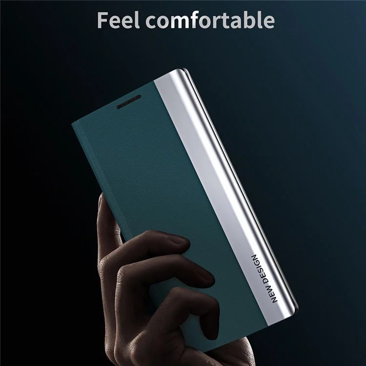 For Samsung Galaxy M33 5G (Global Version) Electroplating PU Leather Stand Case Auto Absorption All-round Protection Phone Cover - Green