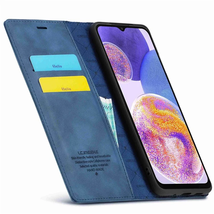 LC.IMEEKE для Samsung Galaxy A23 4G / 5G (глобальная версия) / M23 5G / F23 5G Кожаный чехол-бумажник с магнитной застежкой и подставкой - синий