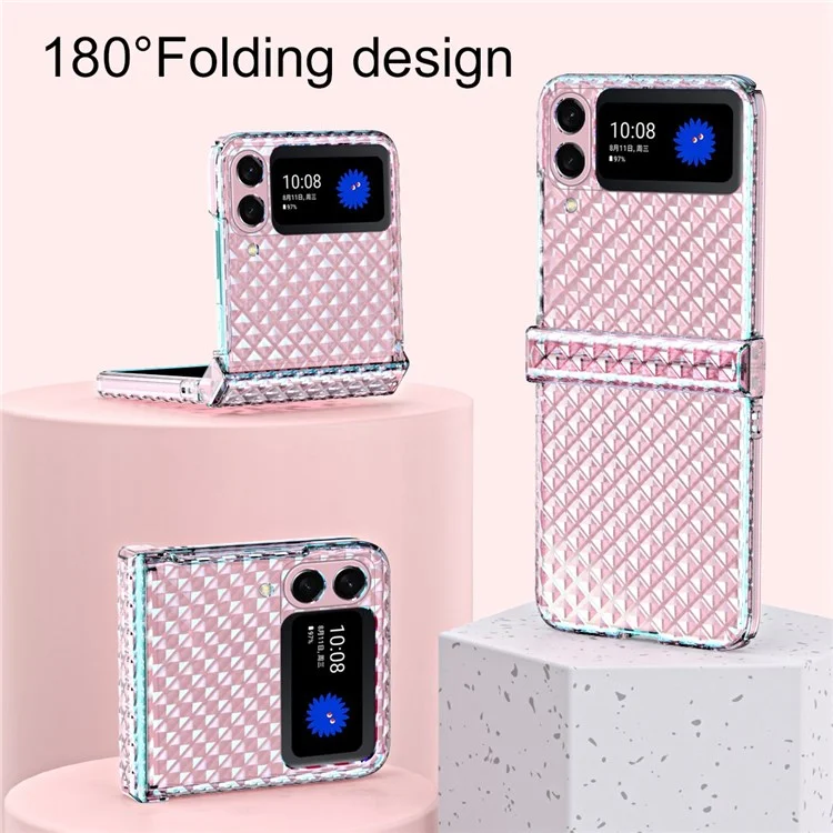 Para Samsung Galaxy Z Flip3 5G Laser Effect Transparent Hinge Design Hard PC Back Cover Folding Phone Case - Transparente
