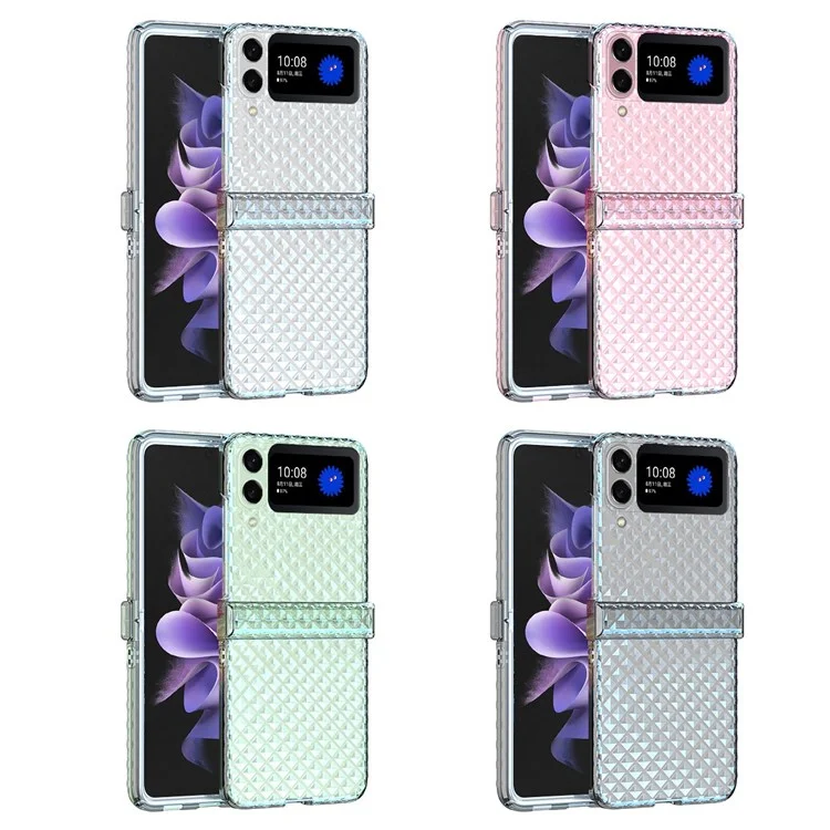 Para Samsung Galaxy Z Flip3 5G Laser Effect Transparent Hinge Design Hard PC Back Cover Folding Phone Case - Transparente