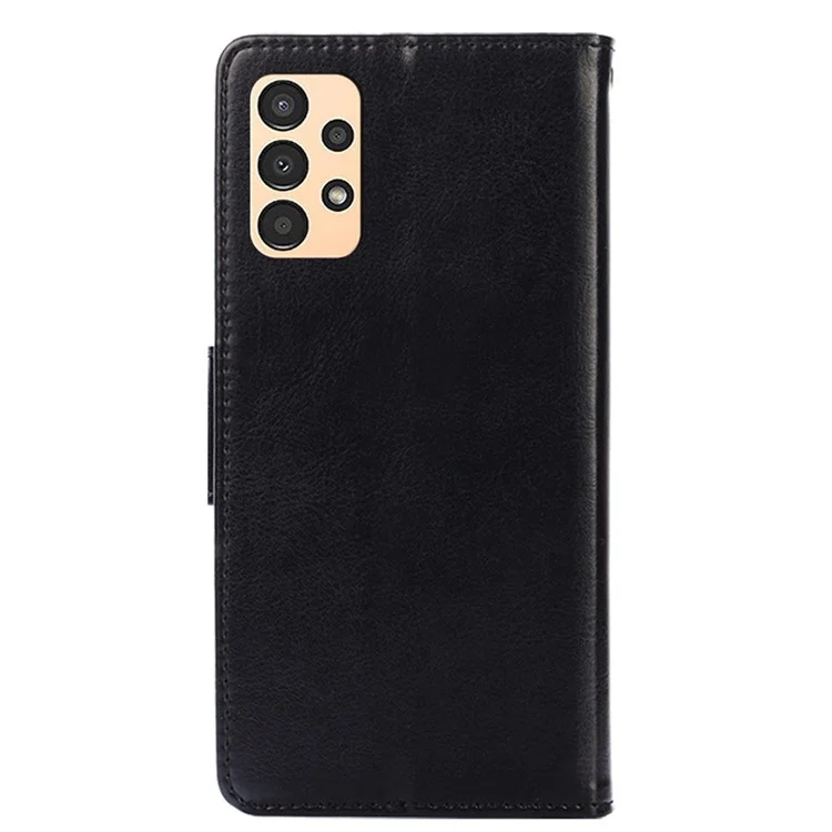 For Samsung Galaxy A13 4G Cellphone Phone Case PU Leather + TPU Double Protection Stand Wallet Flip Shell - Black