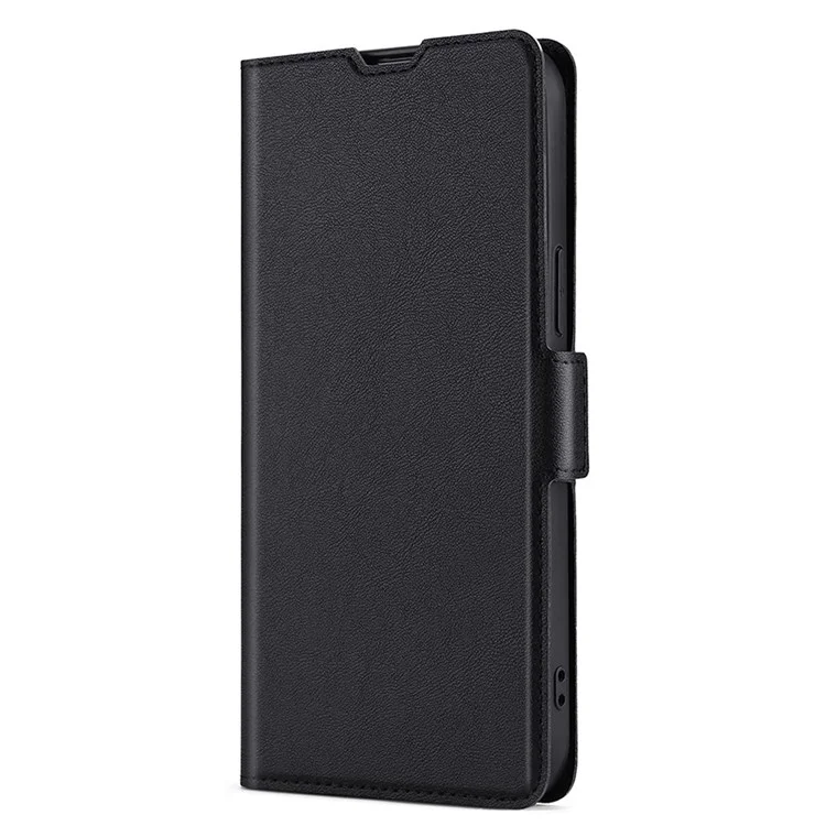 Для Samsung Galaxy A13 4G Fall Prevention Side Magnetic Clasp Ultra Thin Phone Case PU Leather Stand Shell with Card Holder - Black