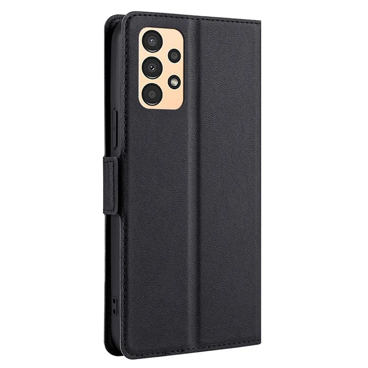 Для Samsung Galaxy A13 4G Fall Prevention Side Magnetic Clasp Ultra Thin Phone Case PU Leather Stand Shell with Card Holder - Black