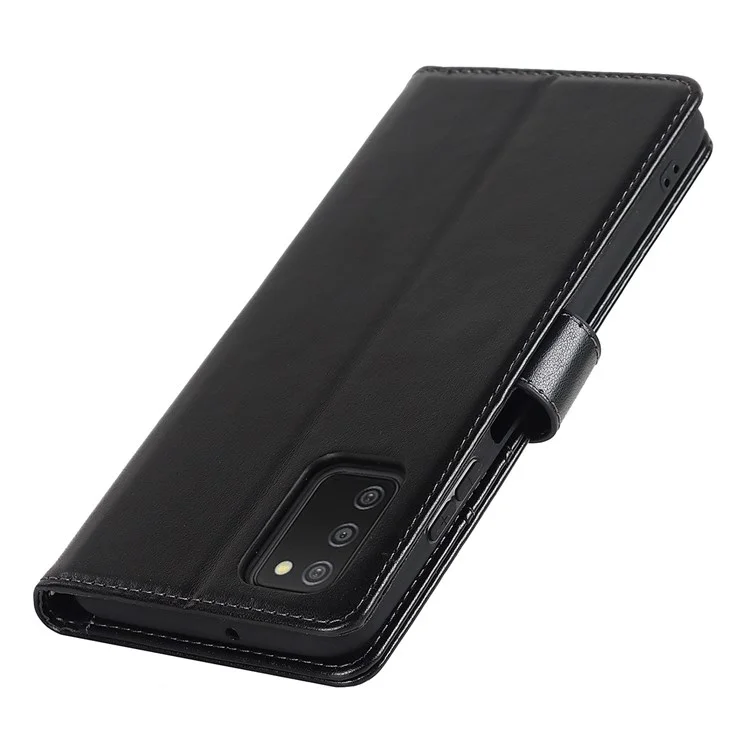 Para Samsung Galaxy A03S (166.5 X 75.98 X 9.14 Mm) R61 Textura Billetera De Costura Talada Folio Case De Cuero PU Caja De Muñeca Magnética Soportes Teléfono - Negro