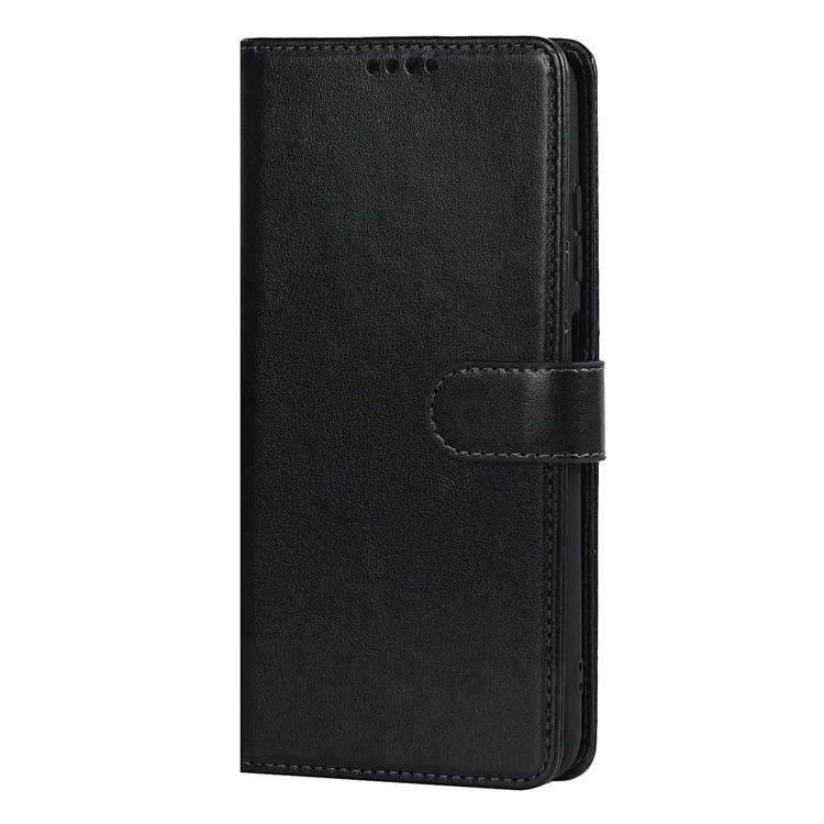 Para Samsung Galaxy A03S (166.5 X 75.98 X 9.14 Mm) R61 Textura Billetera De Costura Talada Folio Case De Cuero PU Caja De Muñeca Magnética Soportes Teléfono - Negro
