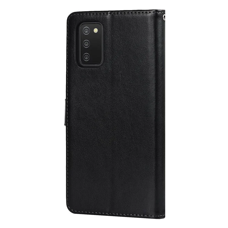 Para Samsung Galaxy A03S (166.5 X 75.98 X 9.14 Mm) R61 Textura Billetera De Costura Talada Folio Case De Cuero PU Caja De Muñeca Magnética Soportes Teléfono - Negro