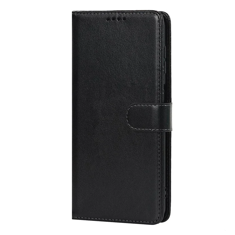 For Samsung Galaxy A13 5G / A04s 4G (164.7 x 76.7 x 9.1 mm) PU Leather R61 Texture Felled Seam Shockproof Phone Case Stand Function Soft TPU Inner Magnetic Flip Cover - Black