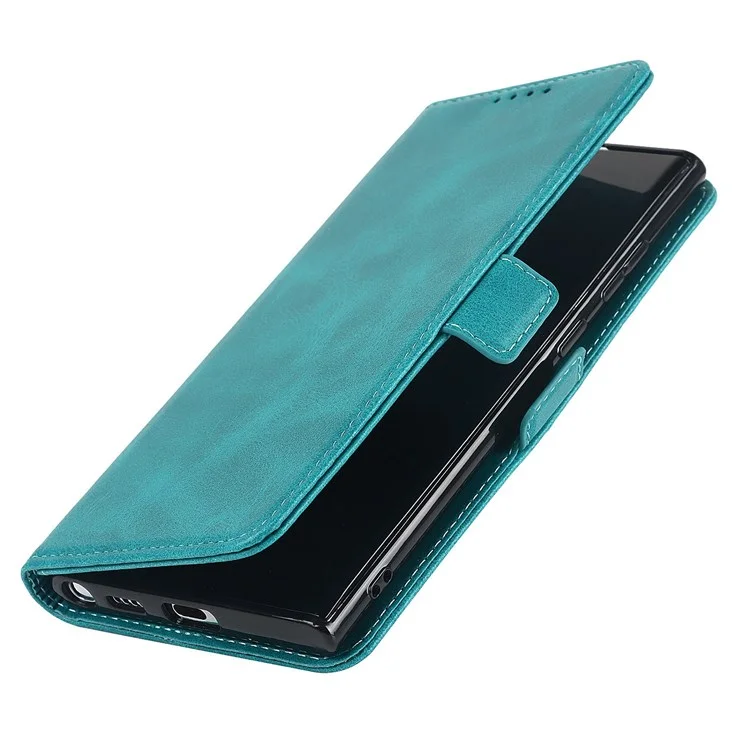 Pour Samsung Galaxy S22 Ultra 5G PU Cuir Flip Portefeuille Bobine de Bracele - Bleu Ciel
