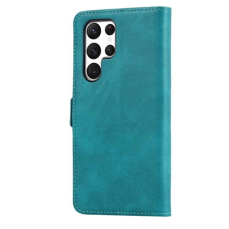 Pour Samsung Galaxy S22 Ultra 5G PU Cuir Flip Portefeuille Bobine de Bracele - Bleu Ciel