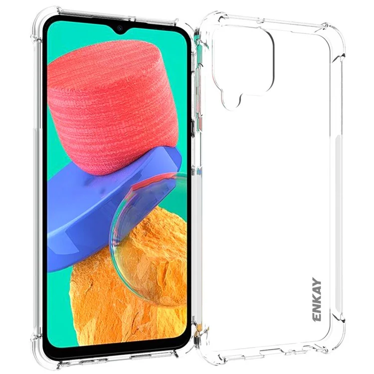ENKAY HAT PRINCE For Samsung Galaxy M33 5G (Global Version) Thickened Corners Shockproof Clear TPU Cover Phone Protective Case with Anti-slip Strip Edge
