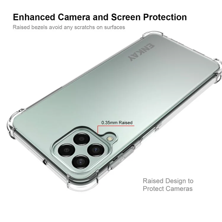 ENKAY HAT PRINCE For Samsung Galaxy M33 5G (Global Version) Thickened Corners Shockproof Clear TPU Cover Phone Protective Case with Anti-slip Strip Edge