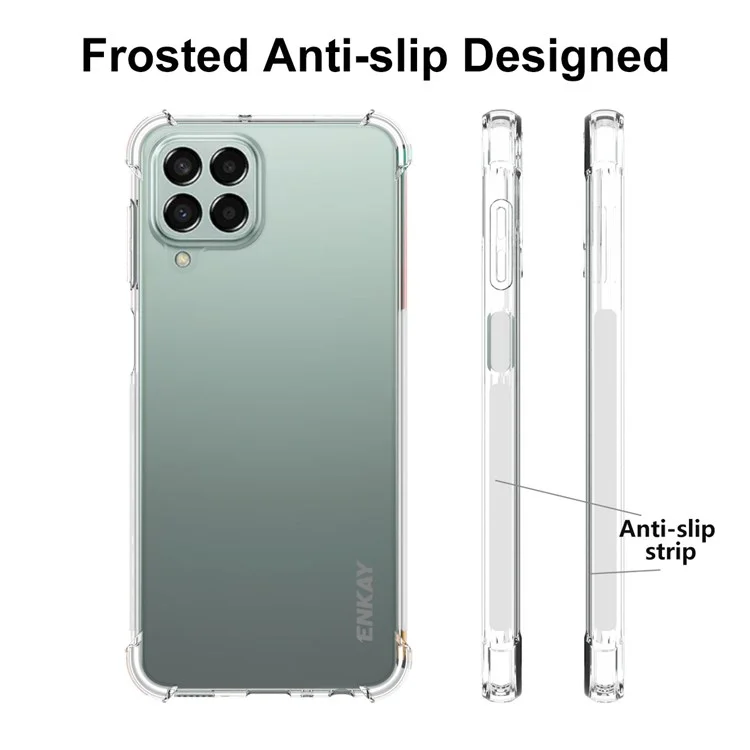 ENKAY HAT PRINCE For Samsung Galaxy M33 5G (Global Version) Thickened Corners Shockproof Clear TPU Cover Phone Protective Case with Anti-slip Strip Edge