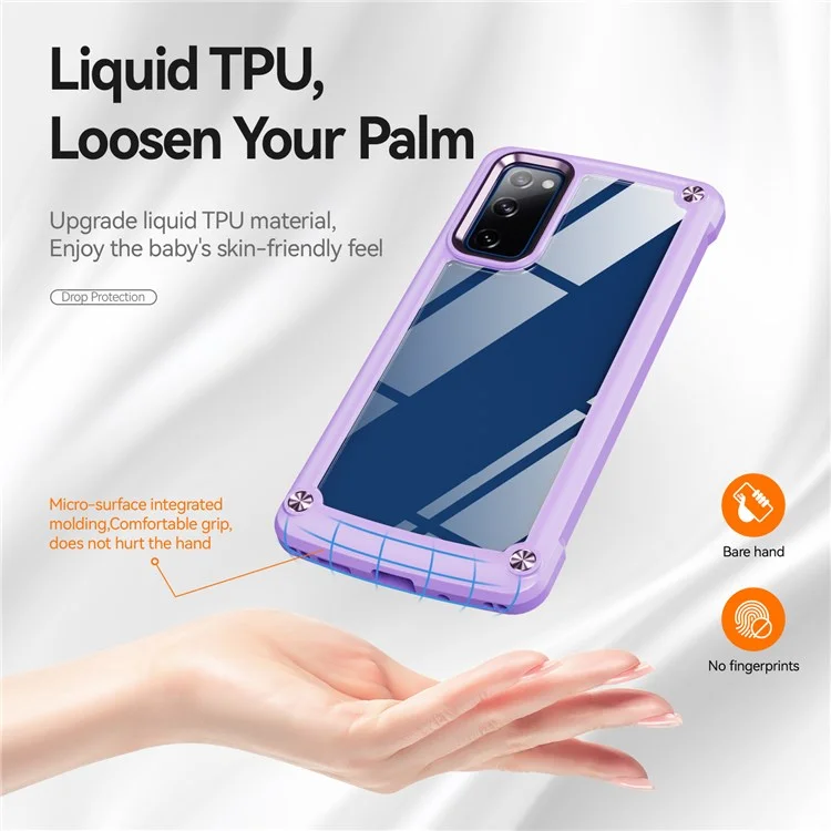 Shockproof Phone Case for Samsung Galaxy S20 FE 2022/S20 FE 4G/5G/S20 Lite, Full Body Protection PC+TPU Hybrid Phone Shell Case with Strap - Purple/Purple