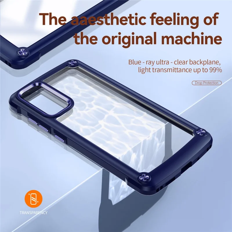 Shockproof Phone Case for Samsung Galaxy S20 FE 2022/S20 FE 4G/5G/S20 Lite, Full Body Protection PC+TPU Hybrid Phone Shell Case with Strap - Blue/Blue