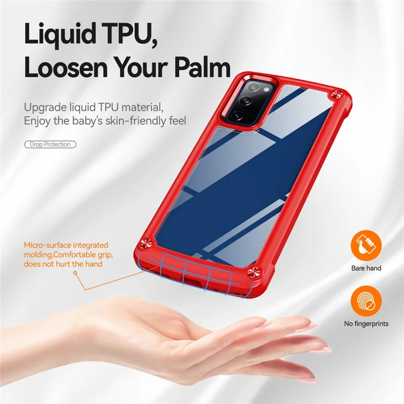 Shockproof Phone Case for Samsung Galaxy S20 FE 2022/S20 FE 4G/5G/S20 Lite, Full Body Protection PC+TPU Hybrid Phone Shell Case with Strap - Red/Red