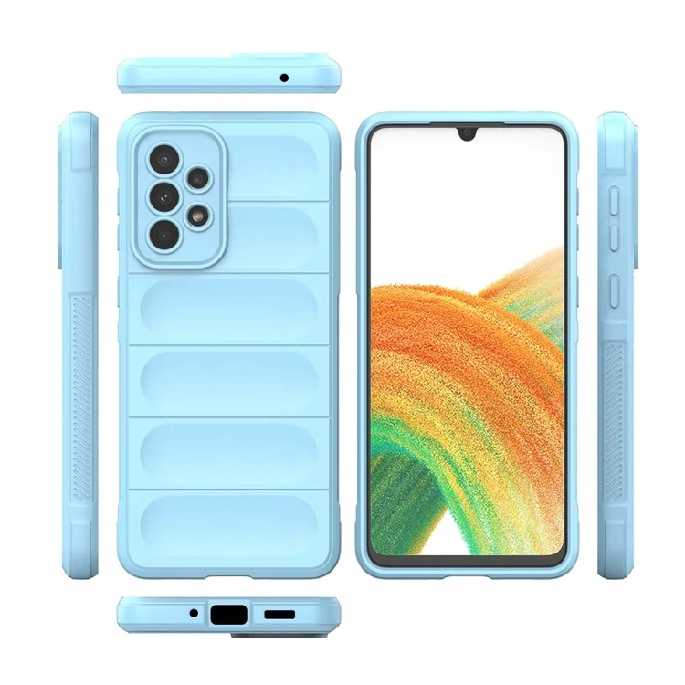 Cell Phone Cover Bag for Samsung Galaxy A73 5G, Drop Resistant TPU Rugged Back Phone Case - Baby Blue