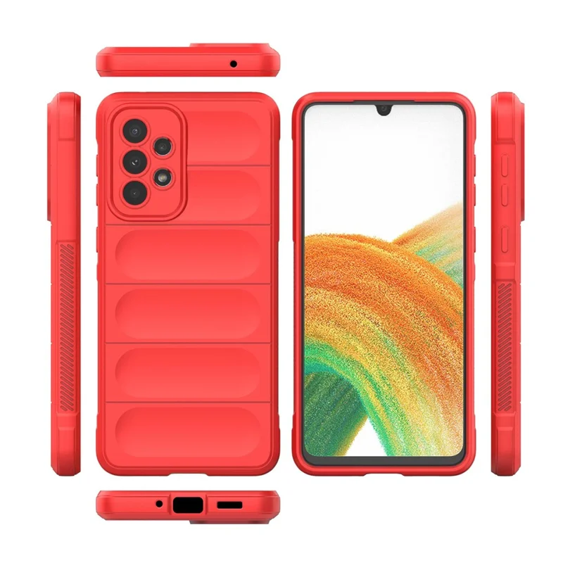 Cell Phone Cover Bag for Samsung Galaxy A73 5G, Drop Resistant TPU Rugged Back Phone Case - Red