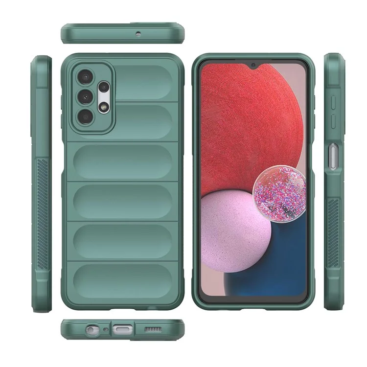 Para Samsung Galaxy A13 4G Carcasa protectora de teléfono resistente a golpes de TPU Funda protectora de teléfono rugosa - Verde