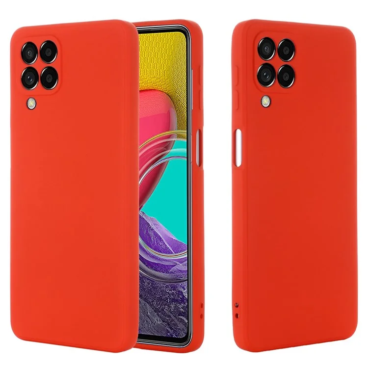 For Samsung Galaxy M33 5G (Global Version) Liquid Silicone Lightweight Slim Case Soft Microfiber Lining Phone Protector - Red