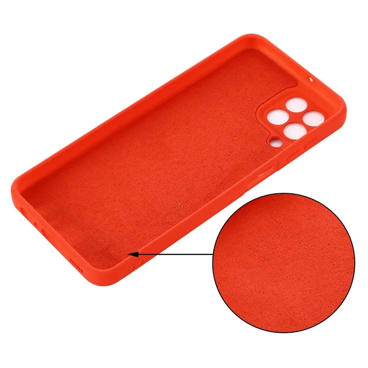 For Samsung Galaxy M33 5G (Global Version) Liquid Silicone Lightweight Slim Case Soft Microfiber Lining Phone Protector - Red