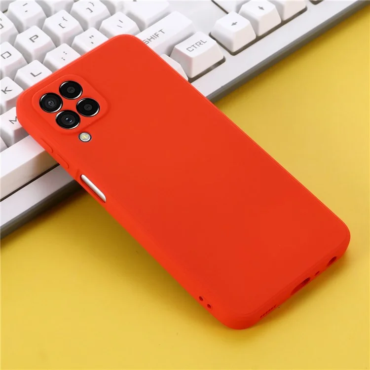 For Samsung Galaxy M33 5G (Global Version) Liquid Silicone Lightweight Slim Case Soft Microfiber Lining Phone Protector - Red