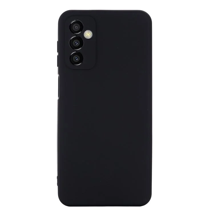 For Samsung Galaxy M23 5G/F23 5G Precise Cut-outs Shockproof Liquid Silicone Case Soft Microfiber Lining Shell with Strap - Black