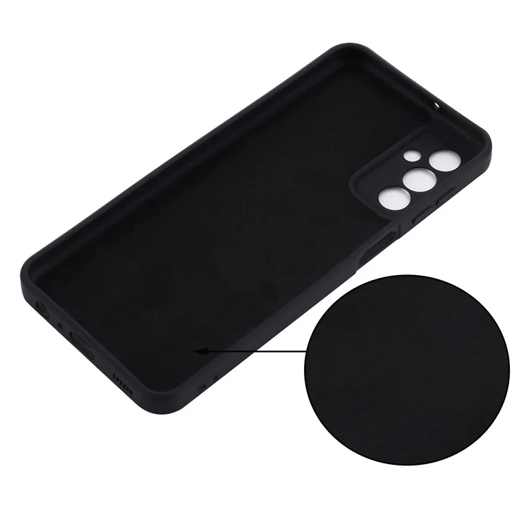 For Samsung Galaxy M23 5G/F23 5G Precise Cut-outs Shockproof Liquid Silicone Case Soft Microfiber Lining Shell with Strap - Black