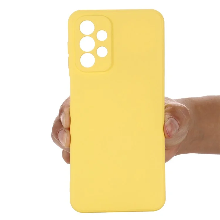 Para Samsung Galaxy A23 5G (Versão Global) / 4G Capa traseira de silicone líquido Forro de microfibra suave Protetor de telefone resistente a riscos - Amarelo