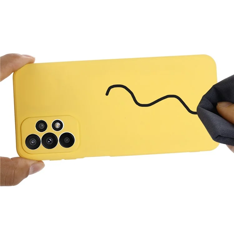 Para Samsung Galaxy A23 5G (Versão Global) / 4G Capa traseira de silicone líquido Forro de microfibra suave Protetor de telefone resistente a riscos - Amarelo