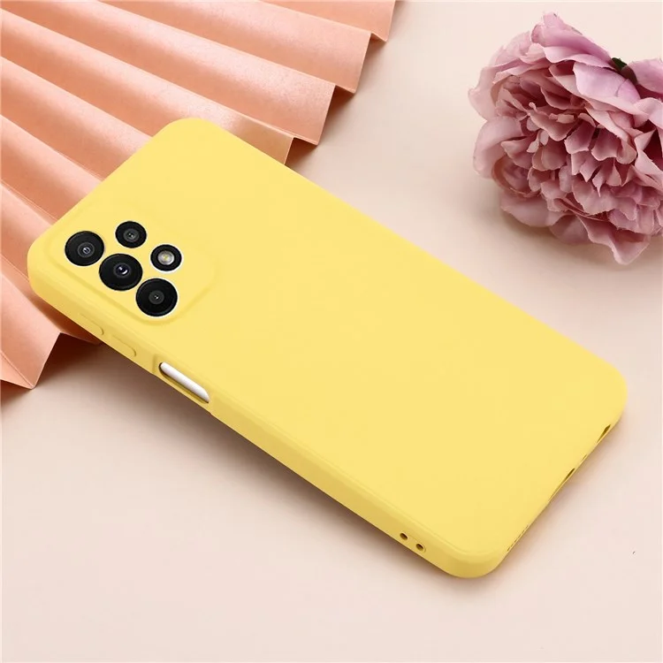 Para Samsung Galaxy A23 5G (Versão Global) / 4G Capa traseira de silicone líquido Forro de microfibra suave Protetor de telefone resistente a riscos - Amarelo