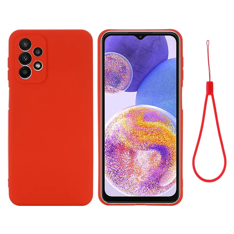 For Samsung Galaxy A23 5G (Global Version) / 4G Liquid Silicone Back Cover Soft Microfiber Lining Scratch-resistant Phone Protector - Red