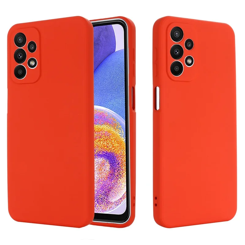 For Samsung Galaxy A23 5G (Global Version) / 4G Liquid Silicone Back Cover Soft Microfiber Lining Scratch-resistant Phone Protector - Red