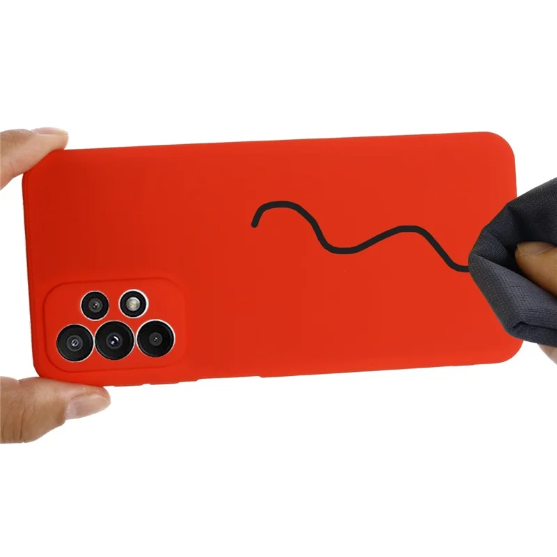 For Samsung Galaxy A23 5G (Global Version) / 4G Liquid Silicone Back Cover Soft Microfiber Lining Scratch-resistant Phone Protector - Red