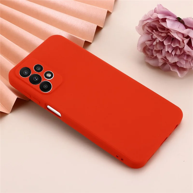 For Samsung Galaxy A23 5G (Global Version) / 4G Liquid Silicone Back Cover Soft Microfiber Lining Scratch-resistant Phone Protector - Red
