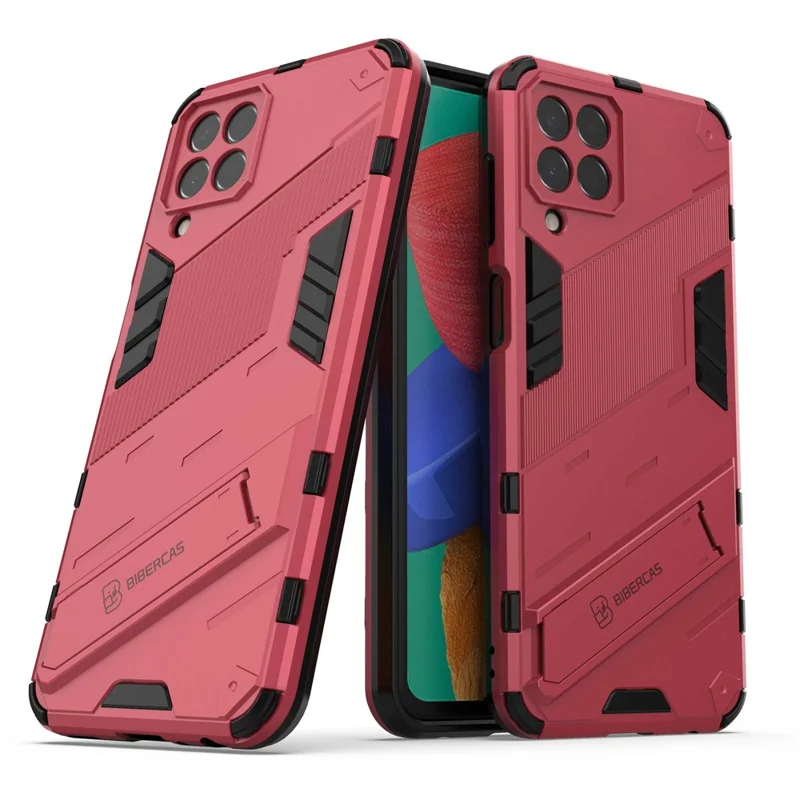 For Samsung Galaxy M33 5G (Global) PC + TPU Case Phone Back Cover with Kickstand - Rose