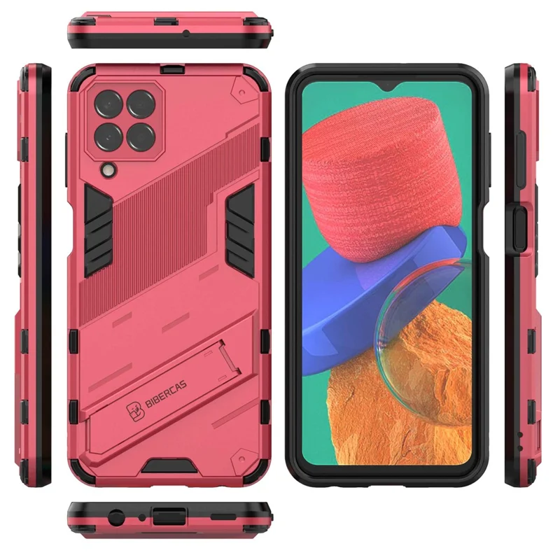 For Samsung Galaxy M33 5G (Global) PC + TPU Case Phone Back Cover with Kickstand - Rose