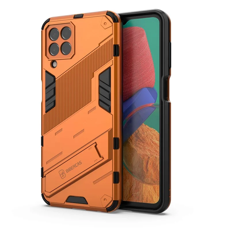 For Samsung Galaxy M33 5G (Global) PC + TPU Case Phone Back Cover with Kickstand - Orange