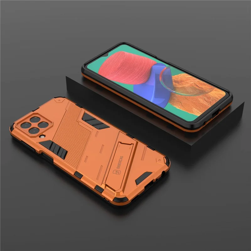 For Samsung Galaxy M33 5G (Global) PC + TPU Case Phone Back Cover with Kickstand - Orange