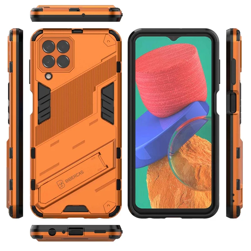 For Samsung Galaxy M33 5G (Global) PC + TPU Case Phone Back Cover with Kickstand - Orange