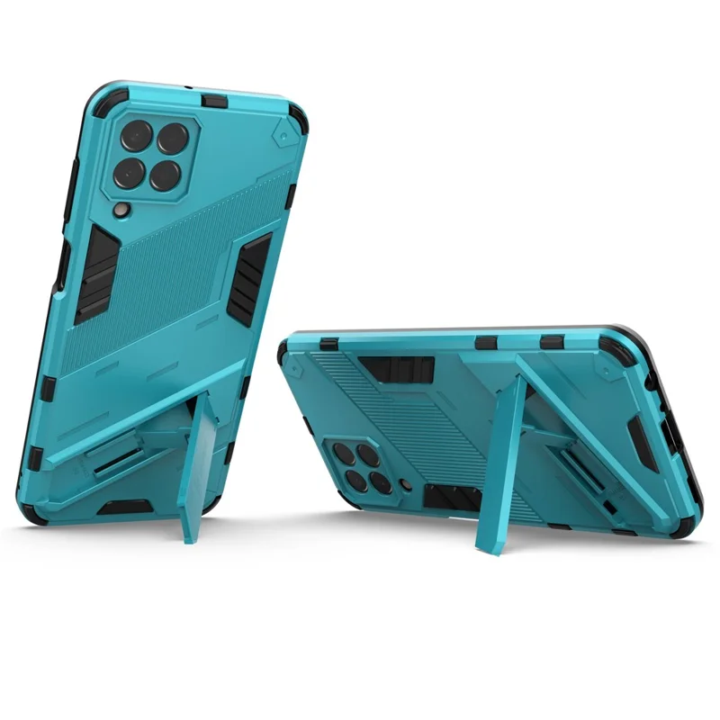 For Samsung Galaxy M33 5G (Global) PC + TPU Case Phone Back Cover with Kickstand - Baby Blue