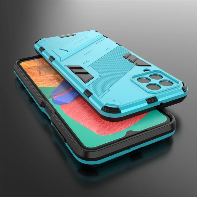 For Samsung Galaxy M33 5G (Global) PC + TPU Case Phone Back Cover with Kickstand - Baby Blue