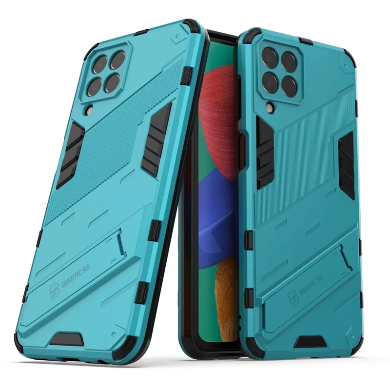 For Samsung Galaxy M33 5G (Global) PC + TPU Case Phone Back Cover with Kickstand - Baby Blue