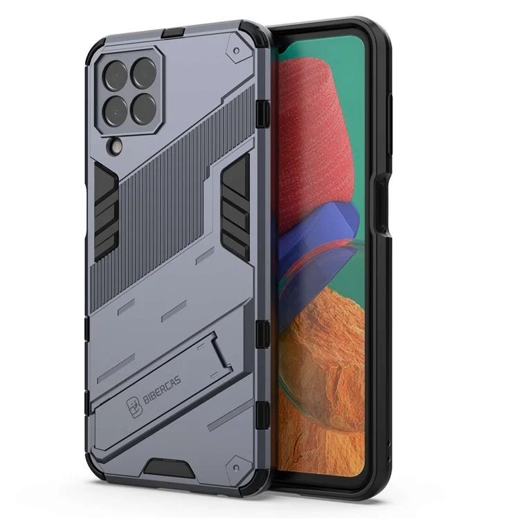For Samsung Galaxy M33 5G (Global) PC + TPU Case Phone Back Cover with Kickstand - Grey