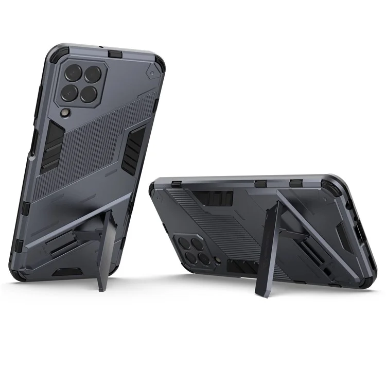 For Samsung Galaxy M33 5G (Global) PC + TPU Case Phone Back Cover with Kickstand - Grey